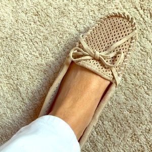 Minnetonka Nude Suede Summer Moccasins